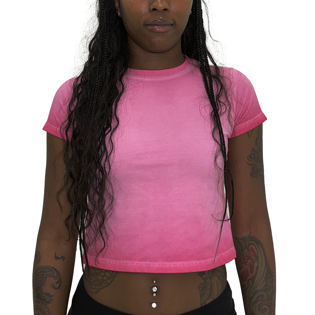 Vintage Wash Baby Tee (Pink)